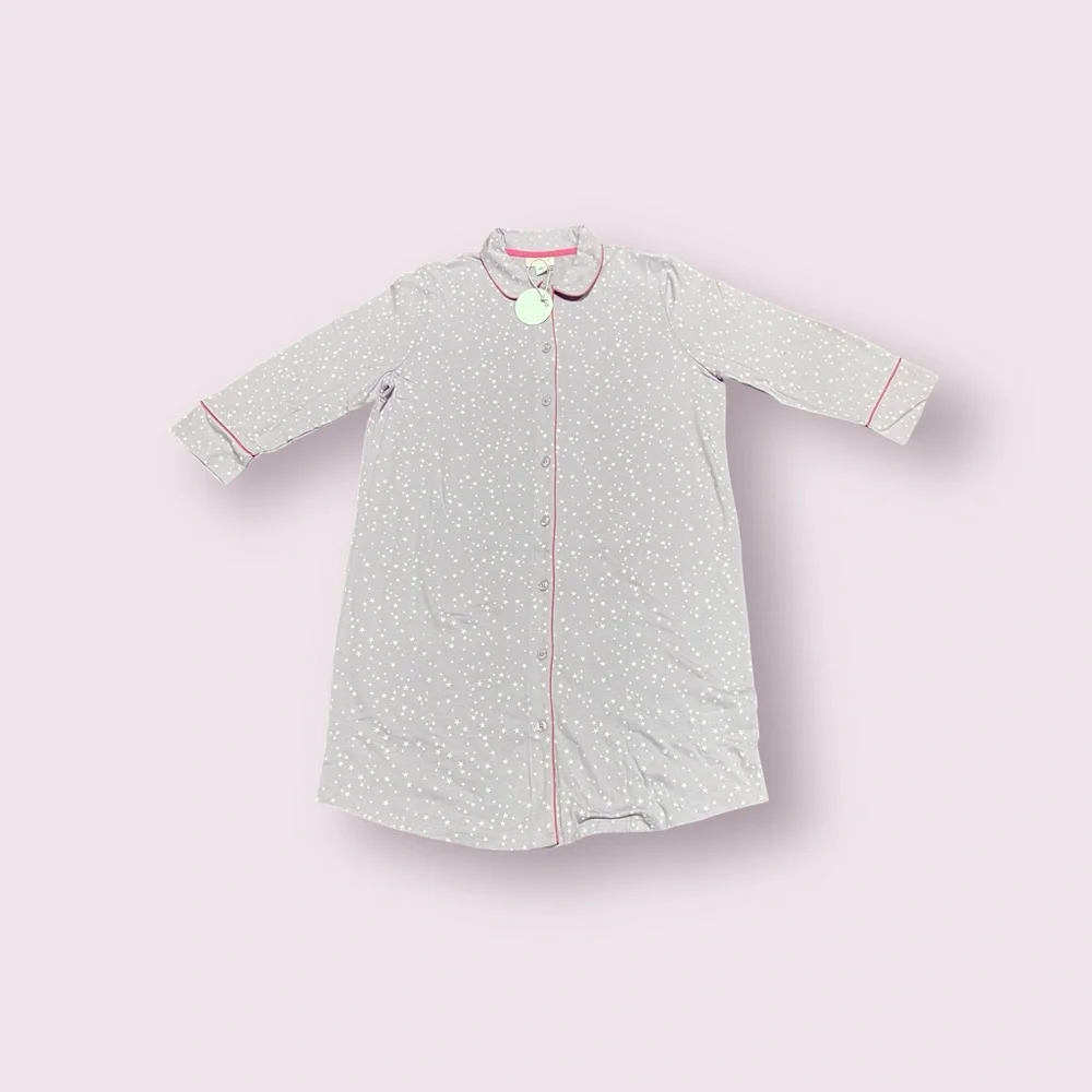 New! Lacey Chabert Collard Button Front Night Shirt Size Medium